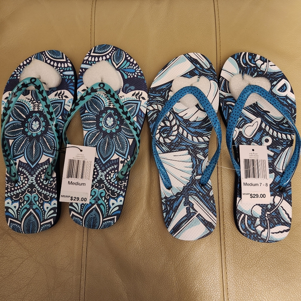 Vera Bradley Flip Flops - 2 pairs BUNDLE, NWT